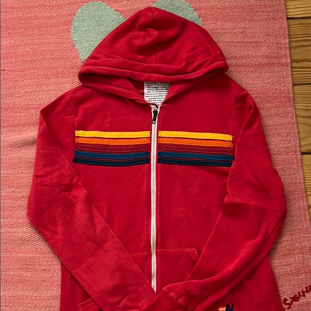 Red Aviator Nation 5 Stripe Hoodie